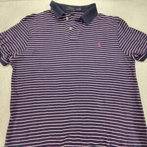 Polo Ralph Lauren Custom Fit Collared Polo Shirt Mens Size Medium M Navy